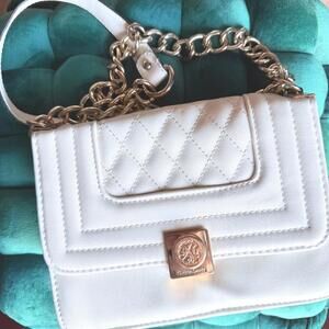 Christian Lacroix Cream Colored Galaxie Quilted Crossbody Faux Leather